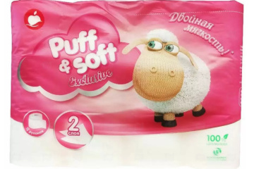 картинка Бумага туалетная 2сл белая 12рул Puff&Soft Exclusive Мир упаковки