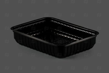 картинка Контейнер 500мл 179*132*37мм б/крышки черный Полиэр 50шт ПП  Мир упаковки