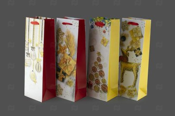 картинка Пакет ламинированный под бутылку 35*12*9см Символы Нового Года-1 НГ SCW444-ABCD Мир упаковки