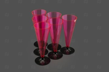 картинка Фужер конус 150/180мл (6шт) "Sinior Banketto"красный черная ножка Мир упаковки