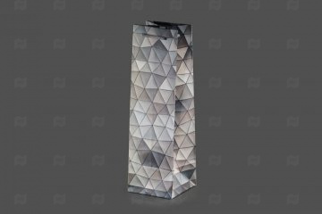 картинка Сумочка картон под бутылку 33х10х10 (12шт) НЕЙТРАЛЬНЫЙ Треугольный узор/ВЫВОД Мир упаковки