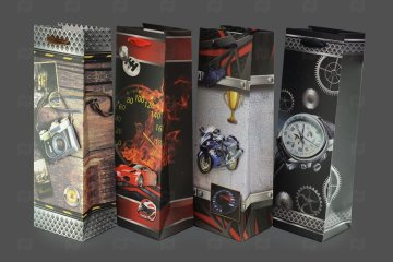 картинка Пакет ламинированный под бутылку 35*12*9см Ассорти №7 12шт Мир упаковки