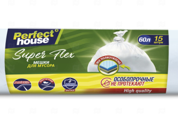 картинка Мешки для мусора Super Flex 12мк 60л 15шт PERFECT HOUSE Мир упаковки