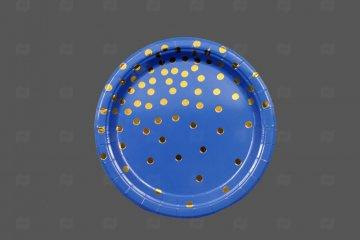 картинка Набор тарелок бумажных Золотой горох на синем d-230мм (6шт) Мир упаковки