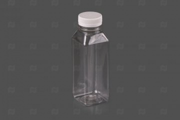 Купить Бутылка 300мл горло d-38мм (165шт) квадратная с крышкой прозрачная (ПЭТ) . Мир упаковки
