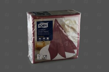 картинка Салфетки нетканые сервировочные 39*39см бордовые 50шт Tork Linstyle DinnerNap  Мир упаковки
