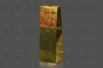 картинка Сумочка голография под бутылку 35х12х12 (12шт) вертикальная золото/ВЫВОД Мир упаковки