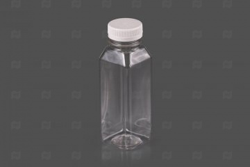 Купить Бутылка 250мл горло d-38мм (180 шт) с крышкой квадратная прозрачная (ПЭТ). Мир упаковки