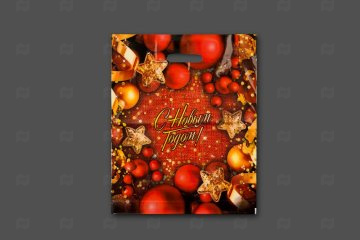 картинка Пакет с вырубной ручкой 38*47см 60мк ламинация Конфетти НГ 50шт Мир упаковки