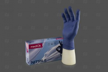 Купить Перчатки нитриловые черничные XS (50 пар) MediOk б/талька 3,5 гр. Мир упаковки