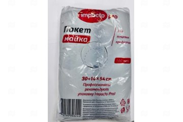 картинка Пакет майка ПНД 30+14*54см 28мк черный Impacto Pro 100шт АКЦИЯ Мир упаковки