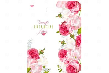 картинка Пакет с вырубной ручкой 45*34см 30мк Цветочный роман 50шт Мир упаковки