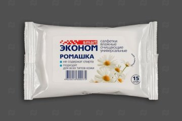картинка Салфетки влажные 15шт универсальные Smart Эконом Ромашка Мир упаковки