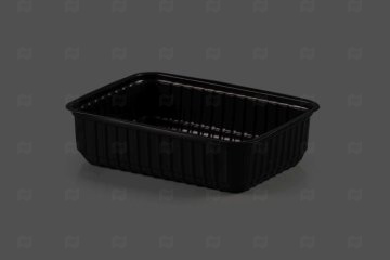 картинка Контейнер 750мл 179*132*46мм б/крышки черный Полиэр 50шт ПП Мир упаковки