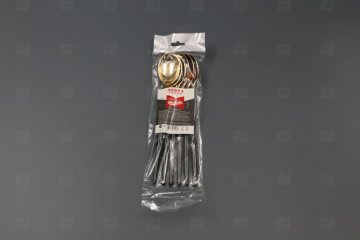 картинка Ложка Sinior Banketto с черной ручкой, золото, пластик, 22 см, 6шт.  Мир упаковки
