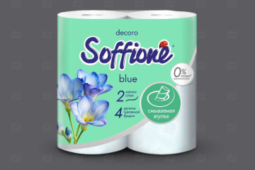 картинка Бумага туалетная 2сл белая 4рул растворимая втулка Soffione Decor Blue  Мир упаковки