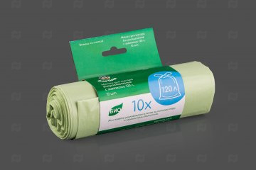 картинка Пакет под мусор 120л биоразлагаемые с завязками One Time (10шт) Мир упаковки