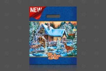 картинка Пакет с вырубной ручкой 40*47см 45мк Ледяная мельница НГ 50шт Мир упаковки