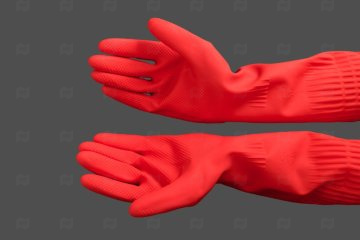 картинка Перчатки хоз латексные с хлоп напылением с выс манжетой красные M 2шт Мир упаковки