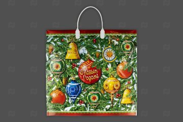 картинка Пакет с пластиковой ручкой 38*35см 90 мк Ансамбль НГ Мир упаковки