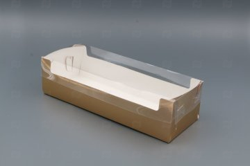 картинка Коробка бум с пластиковой крышкой для рулета 300*110*80мм золото Мир упаковки