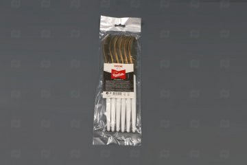 картинка Нож Sinior Banketto с белой ручкой, золото, пластик, 22 см, 6шт.  Мир упаковки