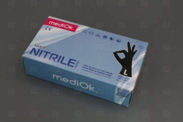 Купить Перчатки нитриловые ЧЕРНЫЕ L MEDIOK (50 пар) . Мир упаковки