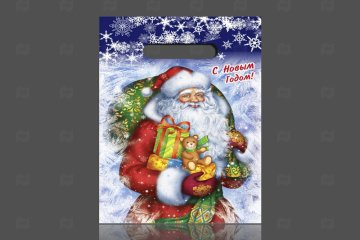 картинка Пакет с вырубной ручкой 20*30см 30мк Новогодняя метель НГ 100шт  Мир упаковки