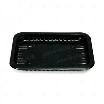 картинка Лоток под запайку ПП (187*137*18) (300мл) с ребрами ЗУМ черный (Рецепт 1) Мир упаковки