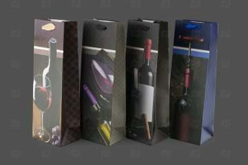 картинка Пакет ламинированный под бутылку 35*12*9см Ассорти №130 Мир упаковки