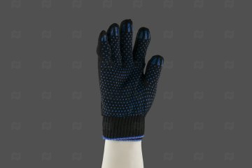 картинка Перчатки х/б черные 4нити с ПВХ точкой 10класс 1пара  Мир упаковки