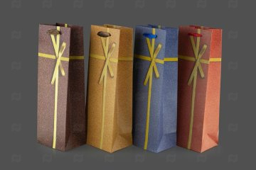 картинка Пакет ламинированный под бутылку 35*12*9см Бантик SCW086-ABCD Мир упаковки