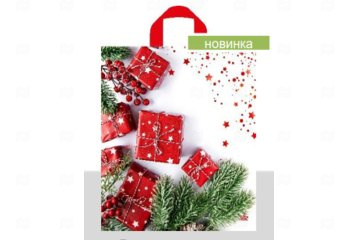 картинка Пакет с петлевой ручкой 42*38см Время подарков НГ 50шт Мир упаковки