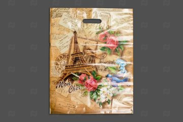 картинка Пакет с вырубной ручкой 40*50см 80мк Мон шер 50шт Мир упаковки