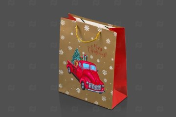 картинка Пакет ламинированный 32*26*12см Машинка с подарками НГ Мир упаковки