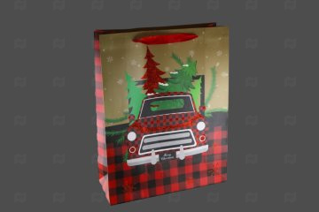 картинка Пакет ламинированный 40*31,5*12см Красная клетка НГ SCW712-ABCD Мир упаковки