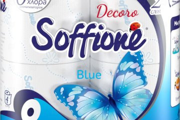 картинка Бумага туалетная 2сл голубая 4рул Soffione Decor Blue Мир упаковки