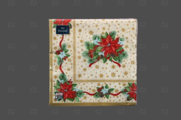 картинка Салфетки бумажные НГ 33*33см 3сл Новогодняя скатерть с цветами 20шт Art Bouquet Origina Мир упаковки