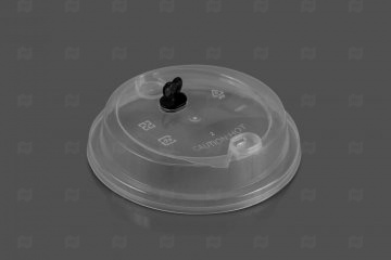 картинка Крышка РР с пробкой (комплект) черной к стакану 0,3-0,4л/12-16oz, d-90мм прозрачная  (200 шт.) Мир упаковки
