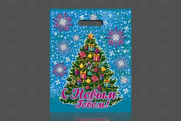 картинка Пакет с вырубной ручкой 30*40см 30мк Нарядная зима НГ 50шт Мир упаковки