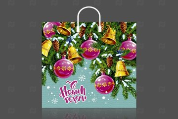 картинка Пакет с пластиковой ручкой 37*34см Динь Дон НГ Мир упаковки