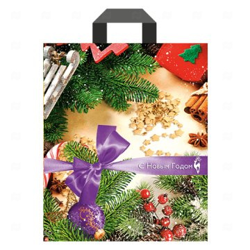 картинка Пакет с петлевой ручкой 28*34см 60мк Новогоднее ассорти НГ 25шт Мир упаковки