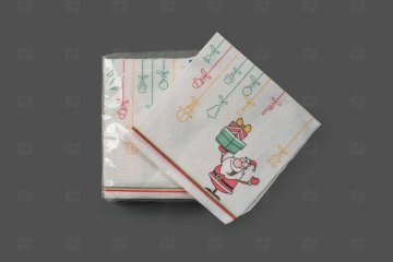 картинка Салфетки бумажные НГ 24*24см 1сл Зима Санта 50шт Veiro  Мир упаковки