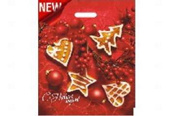 картинка Пакет с вырубной ручкой 40*47см 45мк Глазурь НГ 50шт Мир упаковки