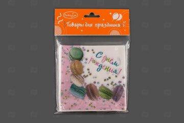 картинка Салфетки бумажные 24*24см 2сл Макаруны С Днём Рождения 12шт ПатиБум Мир упаковки