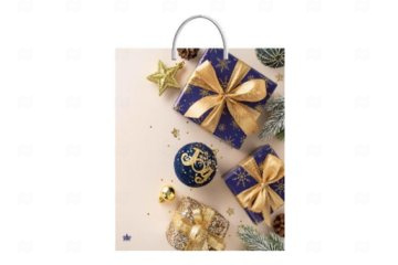 картинка Пакет с пластиковой ручкой 44*40см Бежевое настроение НГ 10шт Мир упаковки