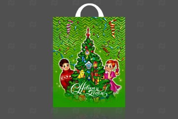 картинка Пакет с петлевой ручкой 28*35см 55мк Веселая елка НГ 25шт Мир упаковки