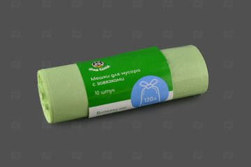 картинка Пакет д/мусора 120л с завязками One Time (10шт) (код сырья 21861) Мир упаковки