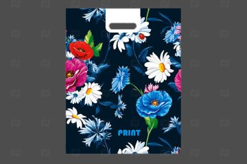 картинка Пакет с вырубной ручкой 38*47см 60мк Полевые цветы 25шт  Мир упаковки