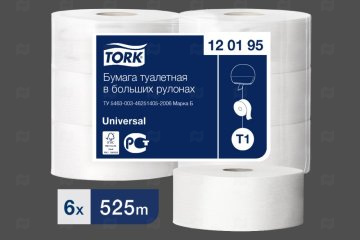 картинка Бумага туалетная 1сл белая 525м Tellus/Торк стандарт ТР1 Мир упаковки